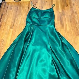 Never worn emerald green satin ball dress by Aqua size 4.
